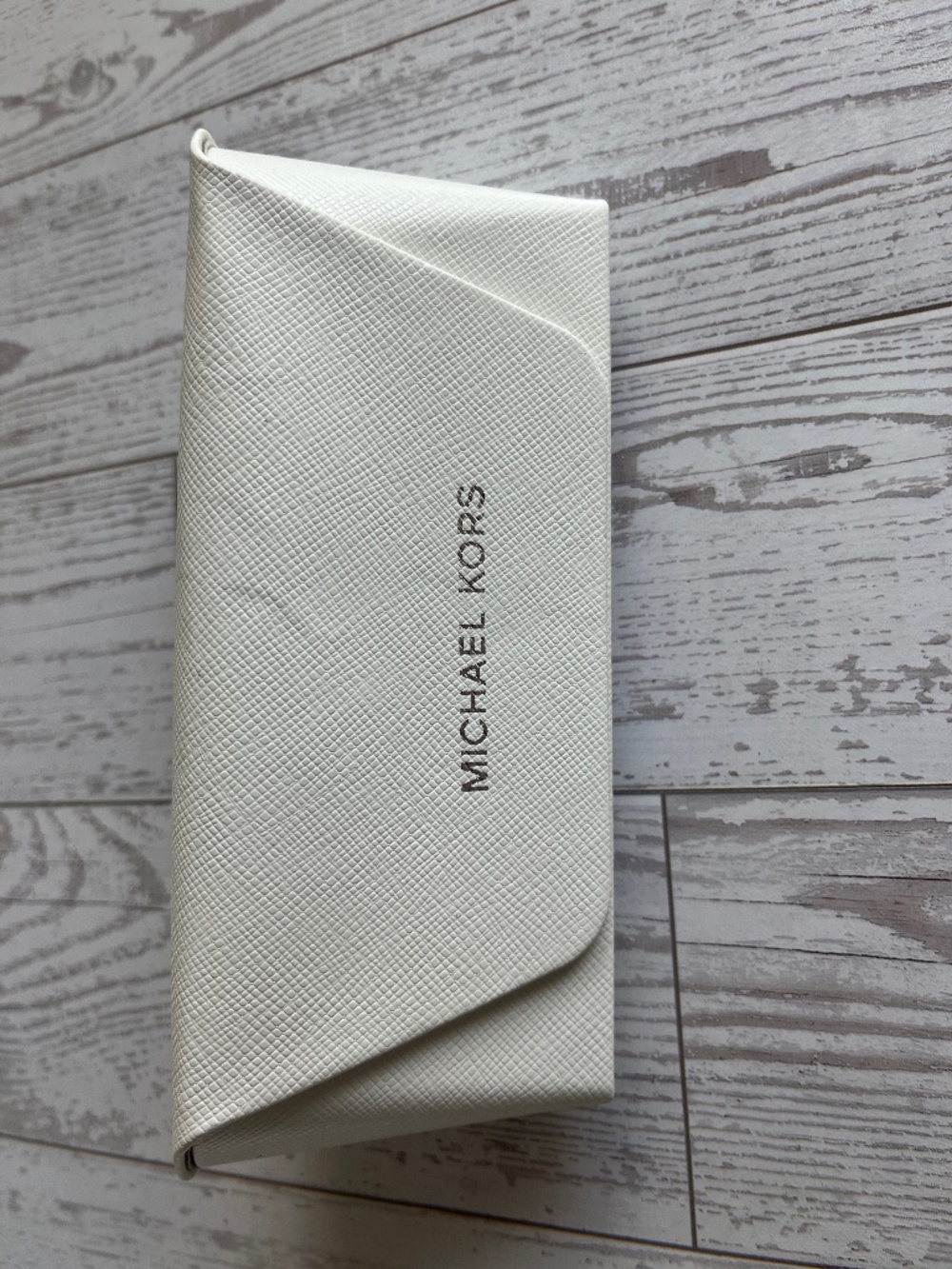 Michael Kors Hard Snap Case for Glasses White Faux Leather